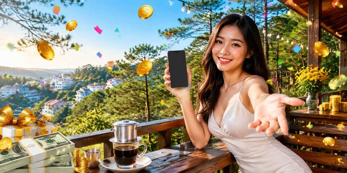 Người dùng tại Đà Lạt kiểm tra giao dịch nạp tiền và tỷ lệ cược trên laptop trong không gian quán cafe ấm áp
